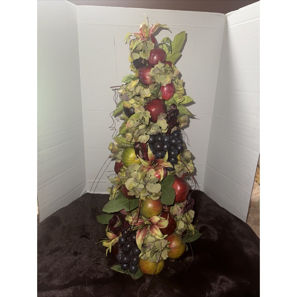 fruit topiary table decor 25" ,Lilies , Silk Flowers , fall decor, faux fruit